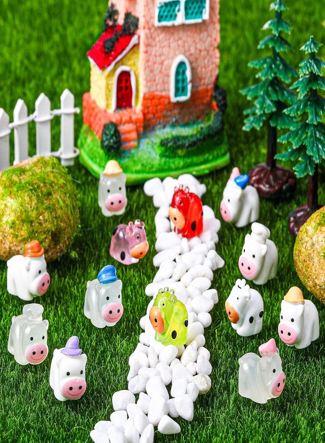 ZhouBoat Luminous Mini Resin Animals, 60 Pcs Mini Cow Figurines Glow in The Dark Tiny Resin Animals Miniature Cows for Landscape Dollhouse Aquarium Potted Fairy Garden DIY Decor - Image 5